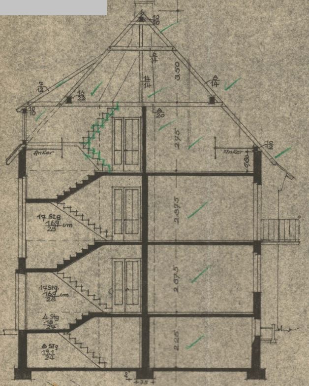 Bauantragszeichnung von 1966 - Schnitt